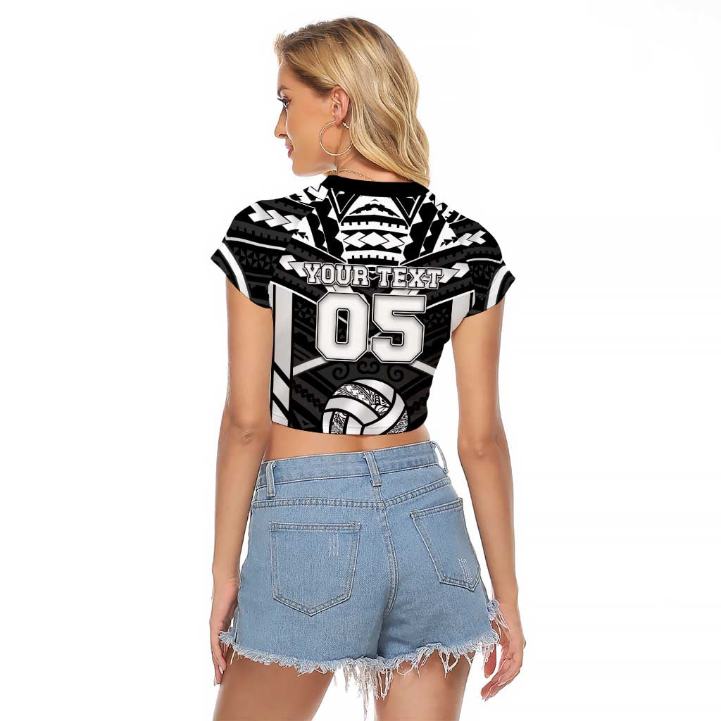 Custom Polynesia Beach Volleyball Raglan Cropped T Shirt Polynesian Tribal Pattern - Polynesian Pride