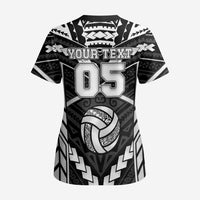 Custom Polynesia Beach Volleyball Scrub Top Polynesian Tribal Pattern - Polynesian Pride