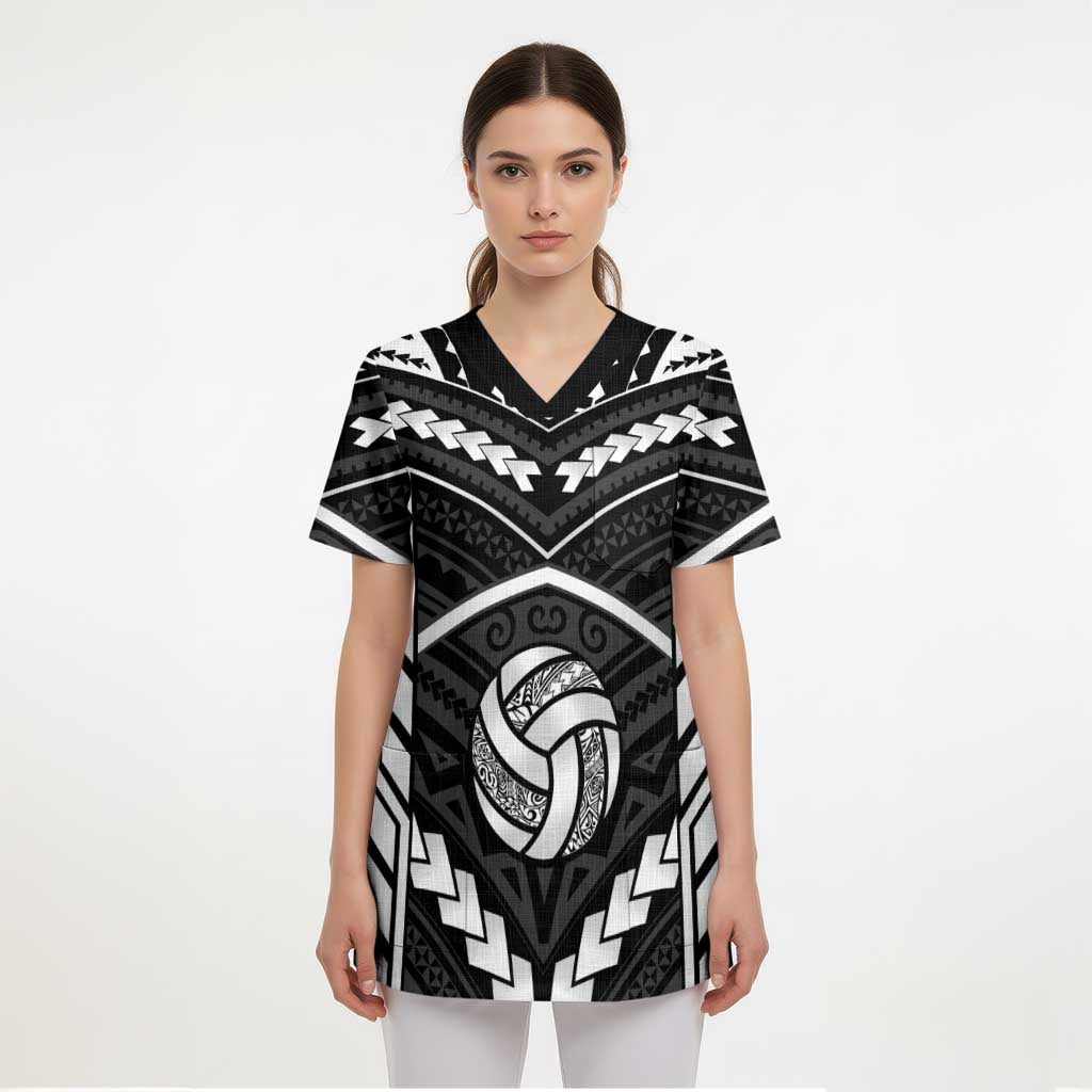 Custom Polynesia Beach Volleyball Scrub Top Polynesian Tribal Pattern - Polynesian Pride