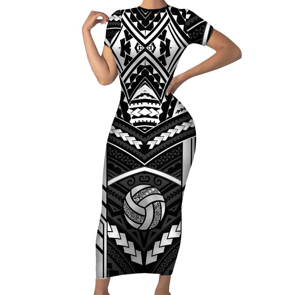 Custom Polynesia Beach Volleyball Short Sleeve Bodycon Dress Polynesian Tribal Pattern - Polynesian Pride