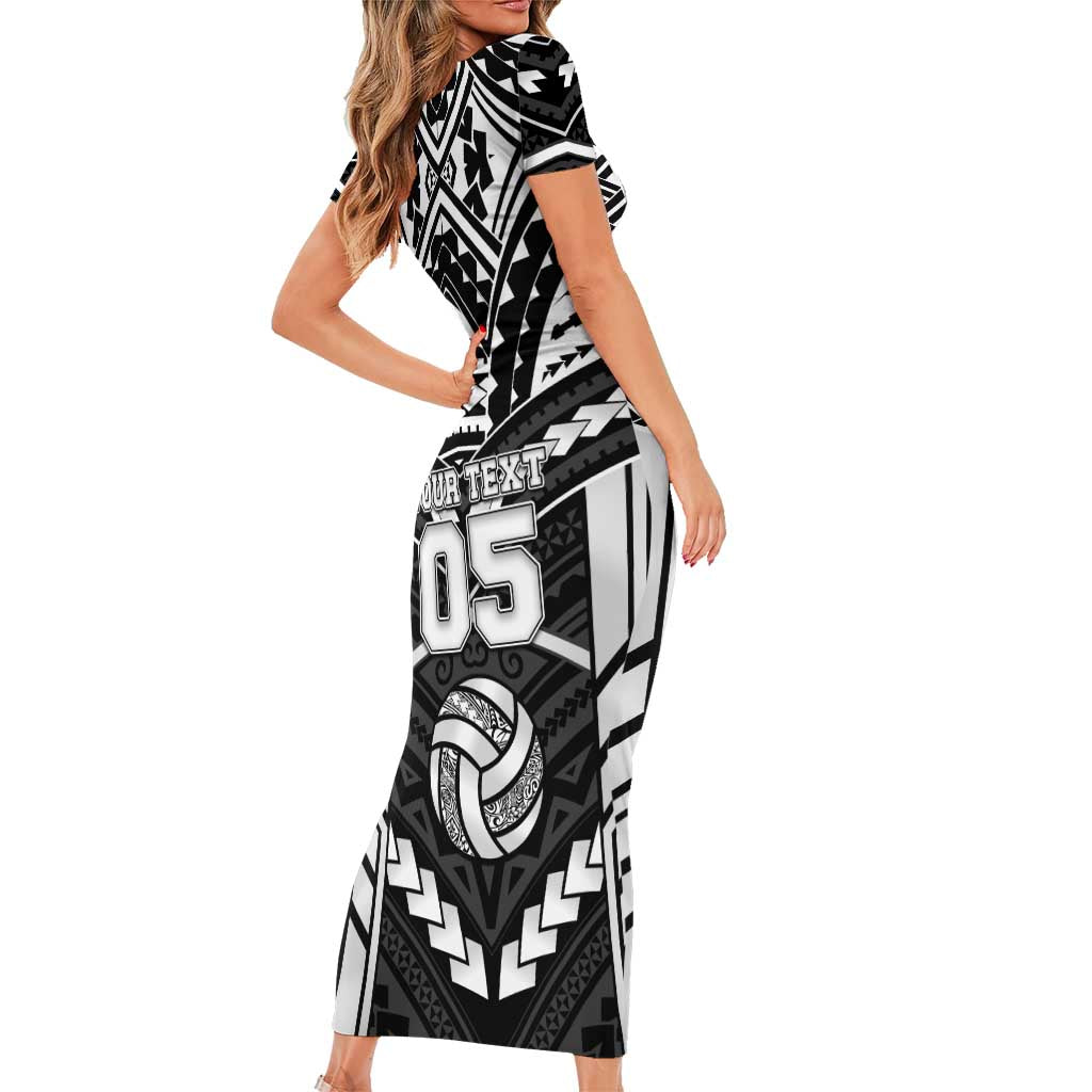 Custom Polynesia Beach Volleyball Short Sleeve Bodycon Dress Polynesian Tribal Pattern - Polynesian Pride