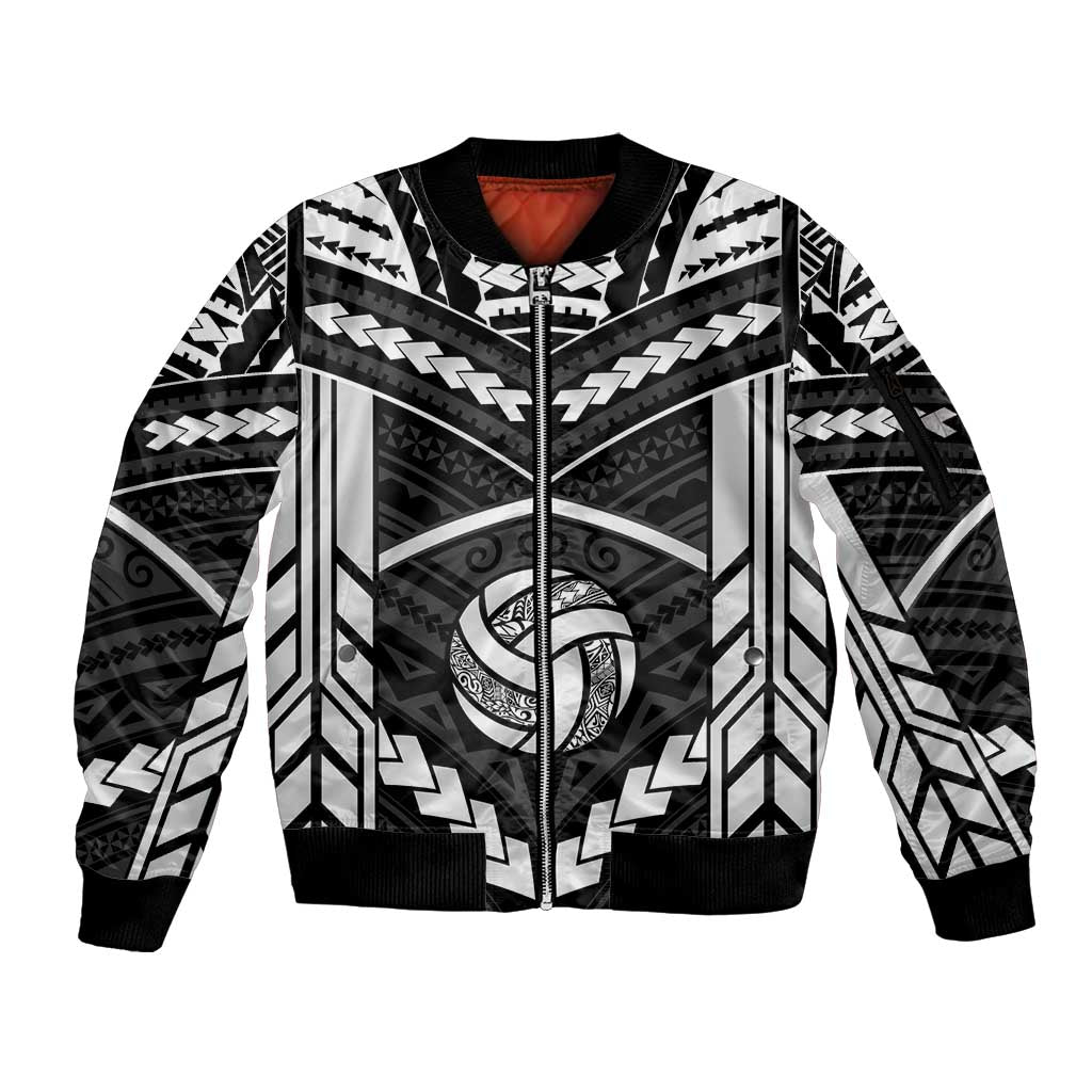 Custom Polynesia Beach Volleyball Sleeve Zip Bomber Jacket Polynesian Tribal Pattern - Polynesian Pride