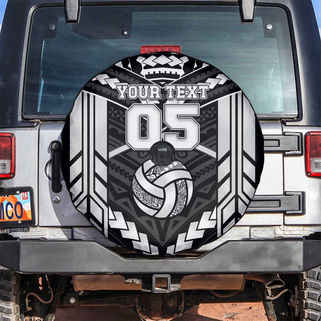 Custom Polynesia Beach Volleyball Spare Tire Cover Polynesian Tribal Pattern LT05 Black - Polynesian Pride