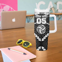 Custom Polynesia Beach Volleyball Tumbler With Handle Polynesian Tribal Pattern - Polynesian Pride