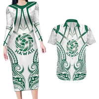 Custom Hawaii Volleyball Couples Matching Long Sleeve Bodycon Dress and Hawaiian Shirt Polynesian Pattern - Polynesian Pride