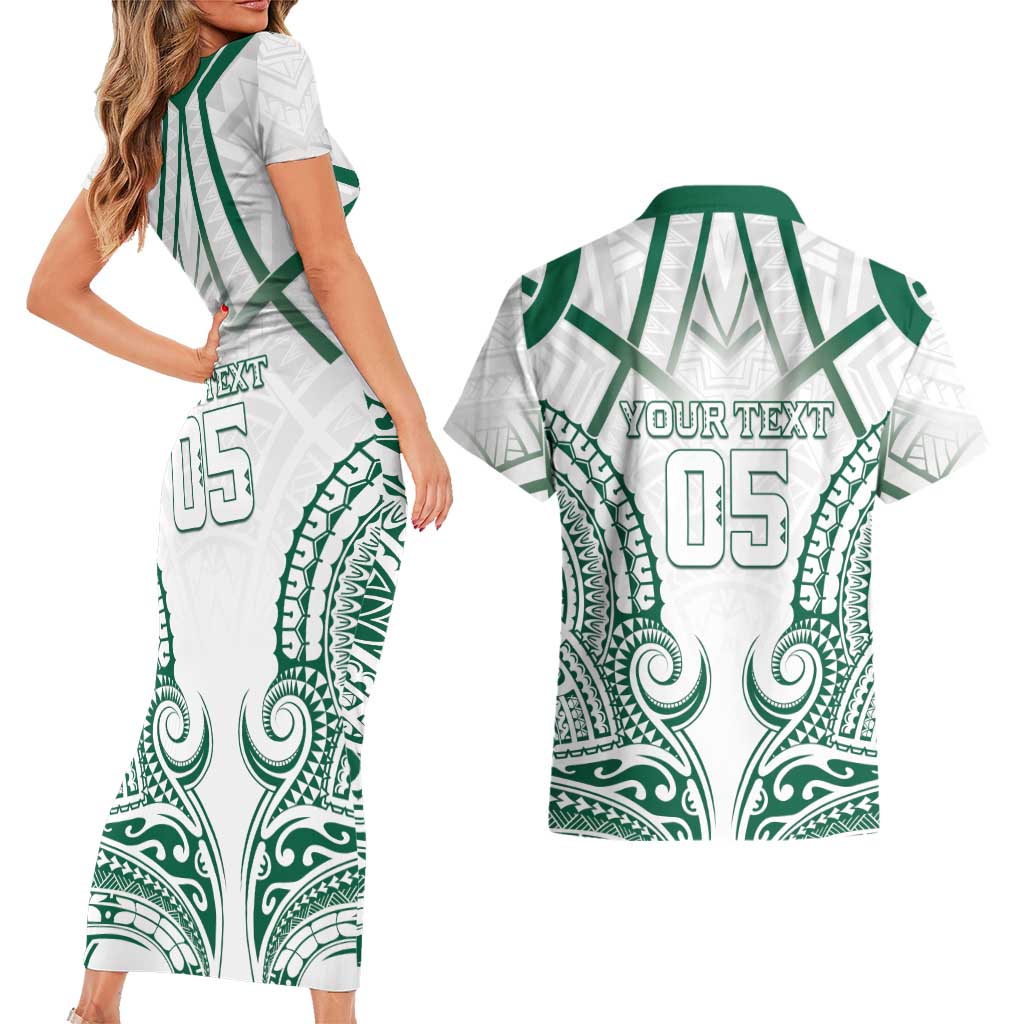 Custom Hawaii Volleyball Couples Matching Short Sleeve Bodycon Dress and Hawaiian Shirt Polynesian Pattern - Polynesian Pride