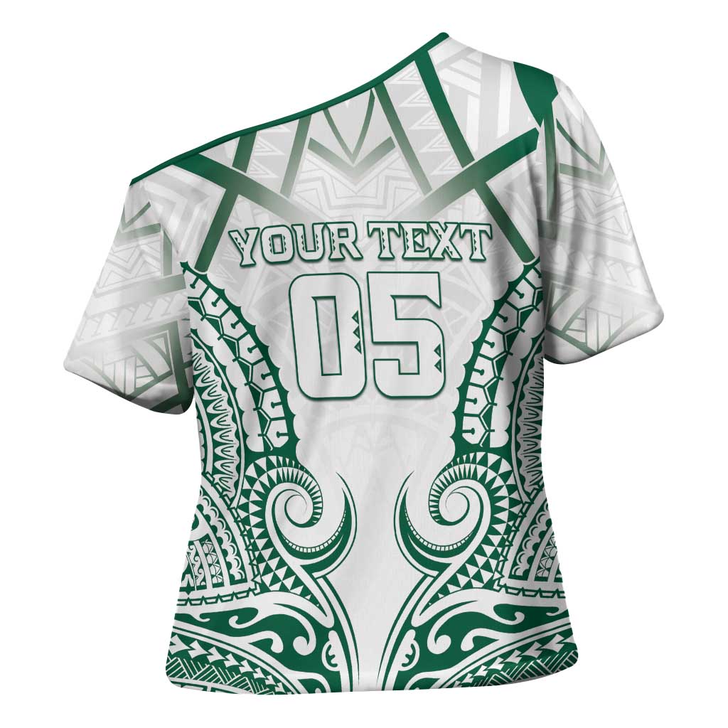 Custom Hawaii Volleyball Cross Shoulder Shirt Polynesian Pattern - Polynesian Pride