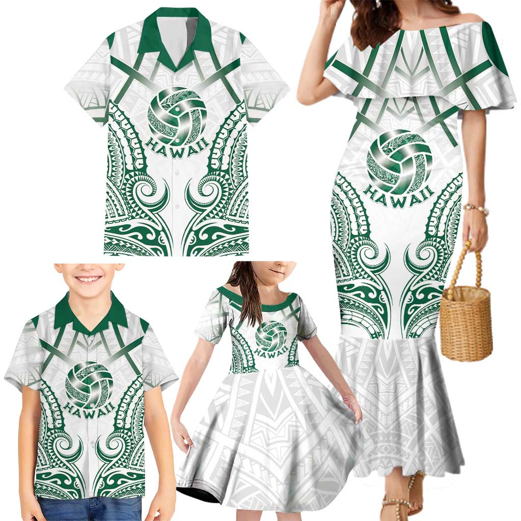 Custom Hawaii Volleyball Family Matching Mermaid Dress and Hawaiian Shirt Polynesian Pattern - Polynesian Pride