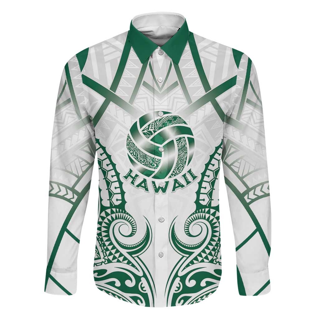 Custom Hawaii Volleyball Family Matching Short Sleeve Bodycon Dress and Hawaiian Shirt Polynesian Pattern LT05 Dad's Shirt - Long Sleeve Teal - Polynesian Pride