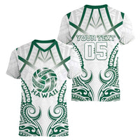 Custom Hawaii Volleyball Women V-Neck T-Shirt Polynesian Pattern - Polynesian Pride