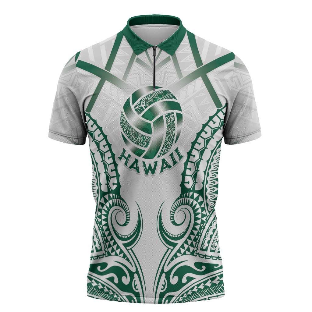 Custom Hawaii Volleyball Zipper Polo Shirt Polynesian Pattern - Polynesian Pride
