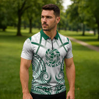 Custom Hawaii Volleyball Zipper Polo Shirt Polynesian Pattern - Polynesian Pride