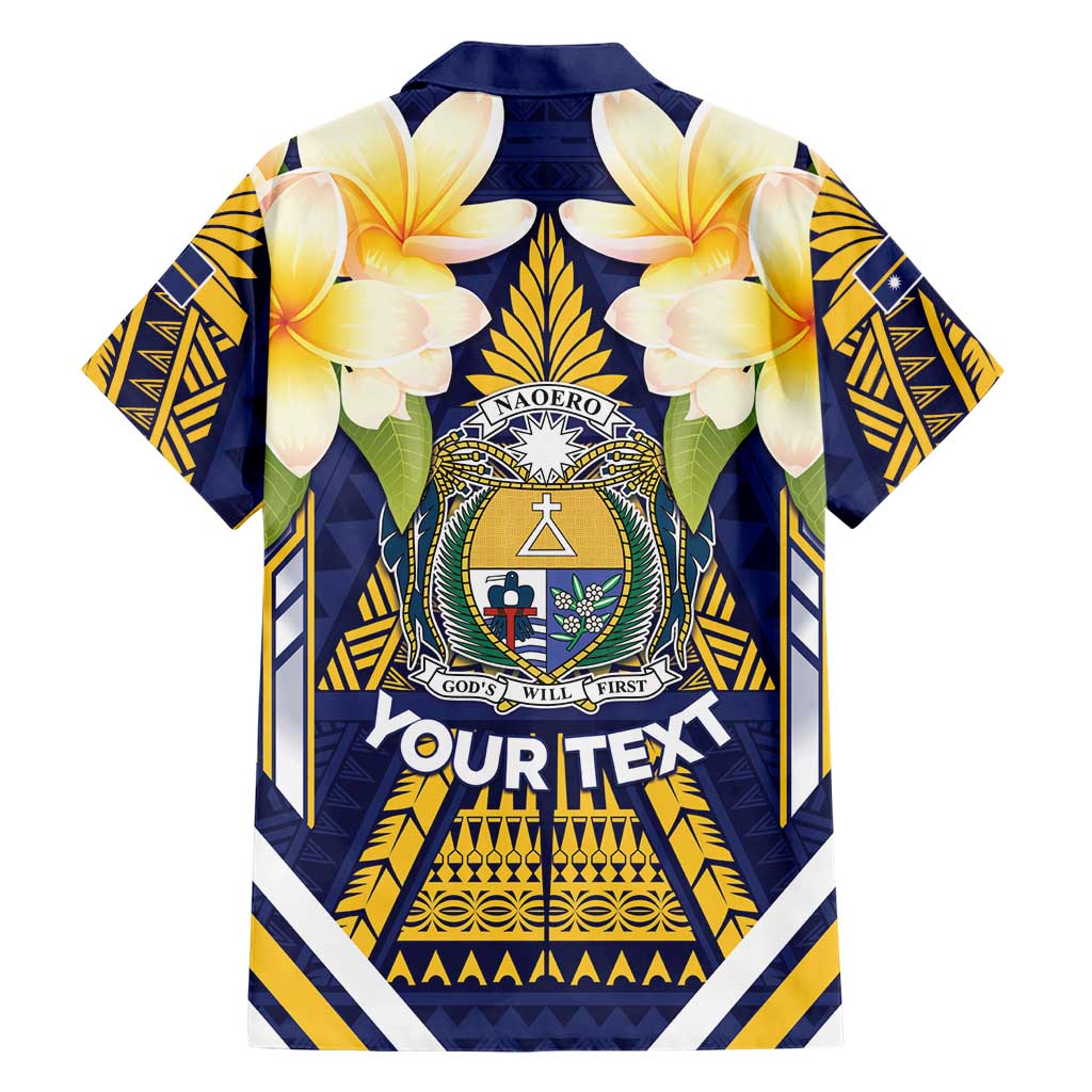 Personalised Nauru Independence Day Family Matching Mermaid Dress and Hawaiian Shirt Coat Of Arms With Plumeria LT05 - Polynesian Pride