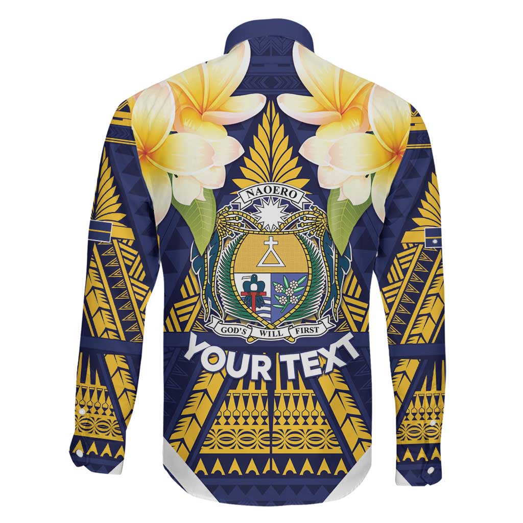 Personalised Nauru Independence Day Family Matching Off Shoulder Maxi Dress and Hawaiian Shirt Coat Of Arms With Plumeria LT05 - Polynesian Pride