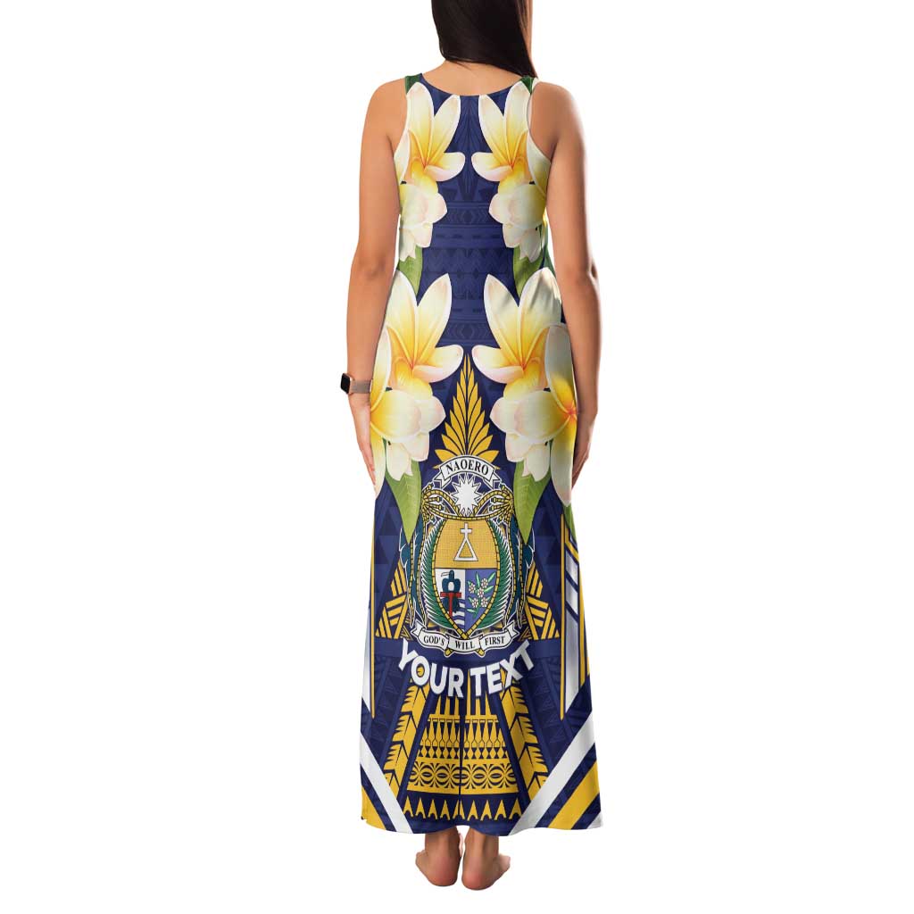 Personalised Nauru Independence Day Family Matching Tank Maxi Dress and Hawaiian Shirt Coat Of Arms With Plumeria LT05 - Polynesian Pride