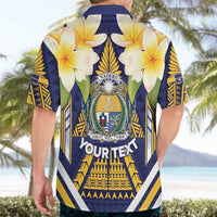 Personalised Nauru Independence Day Hawaiian Shirt Coat Of Arms With Plumeria - Polynesian Pride