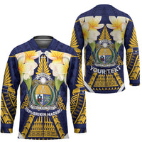 Personalised Nauru Independence Day Hockey Jersey Coat Of Arms With Plumeria LT05 - Polynesian Pride