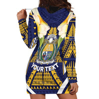 Personalised Nauru Independence Day Hoodie Dress Coat Of Arms With Plumeria - Polynesian Pride