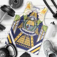 Personalised Nauru Independence Day Men Tank Top Coat Of Arms With Plumeria - Polynesian Pride