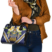 Nauru Independence Day Shoulder Handbag Coat Of Arms With Plumeria - Polynesian Pride