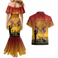 ANZAC Day Couples Matching Mermaid Dress and Hawaiian Shirt Australia And New Zealand Slouch Hats LT05 - Polynesian Pride
