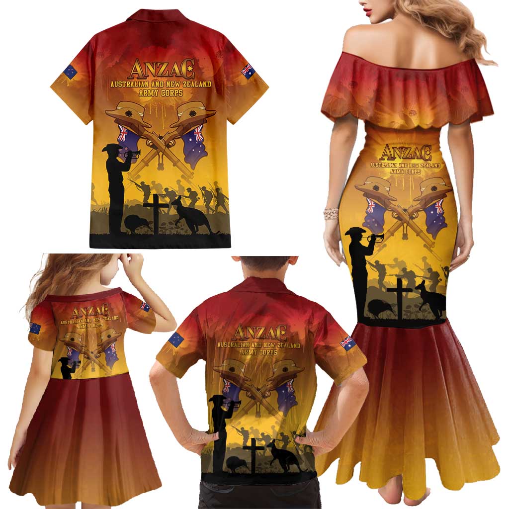 ANZAC Day Family Matching Mermaid Dress and Hawaiian Shirt Australia And New Zealand Slouch Hats LT05 - Polynesian Pride