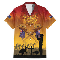 ANZAC Day Family Matching Mermaid Dress and Hawaiian Shirt Australia And New Zealand Slouch Hats LT05 Dad's Shirt - Short Sleeve Yellow - Polynesian Pride