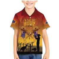ANZAC Day Family Matching Mermaid Dress and Hawaiian Shirt Australia And New Zealand Slouch Hats LT05 Son's Shirt Yellow - Polynesian Pride