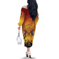 ANZAC Day Family Matching Off The Shoulder Long Sleeve Dress and Hawaiian Shirt Australia And New Zealand Slouch Hats LT05 - Polynesian Pride