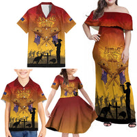 ANZAC Day Family Matching Off Shoulder Maxi Dress and Hawaiian Shirt Australia And New Zealand Slouch Hats LT05 - Polynesian Pride