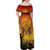 ANZAC Day Family Matching Off Shoulder Maxi Dress and Hawaiian Shirt Australia And New Zealand Slouch Hats LT05 - Polynesian Pride