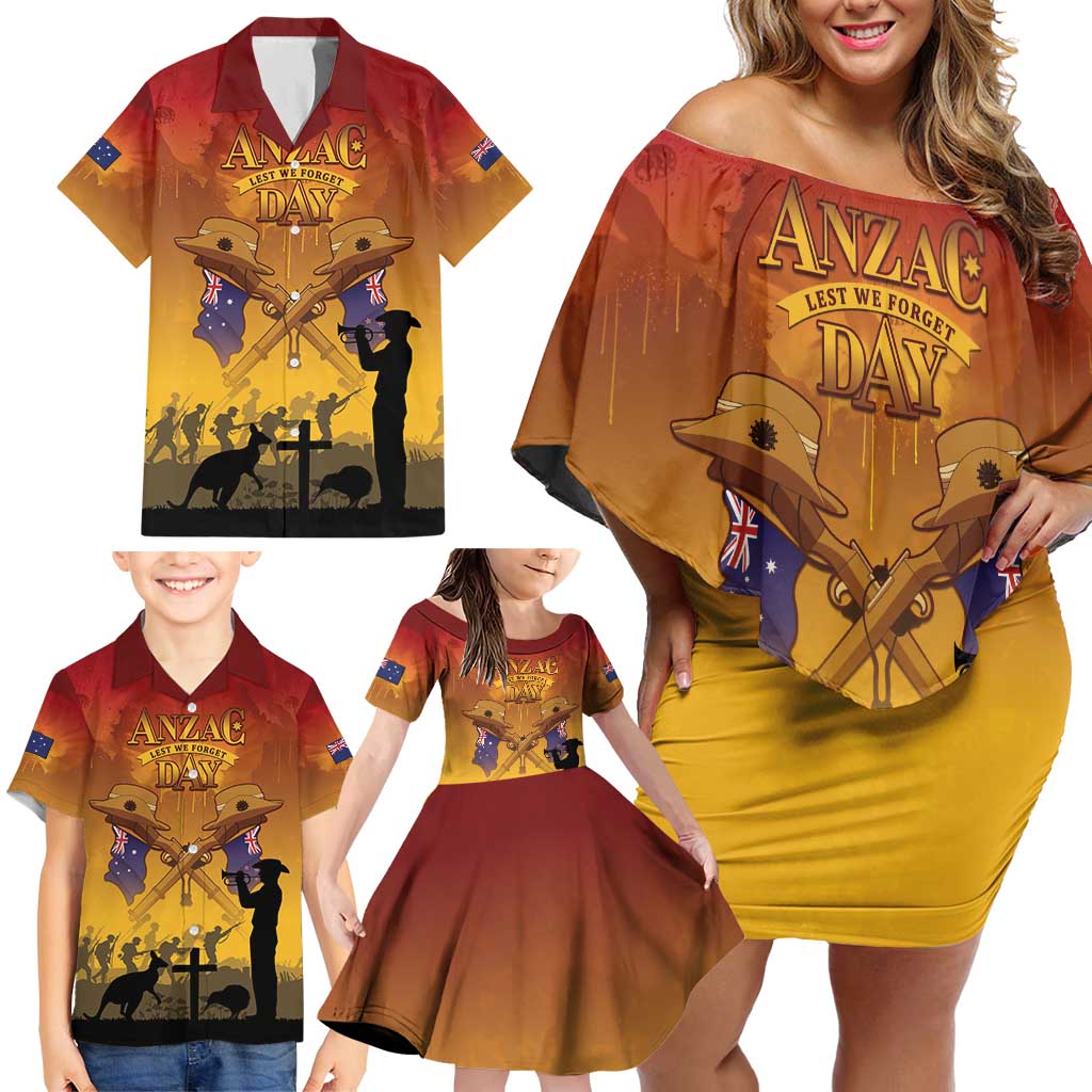 ANZAC Day Family Matching Off Shoulder Short Dress and Hawaiian Shirt Australia And New Zealand Slouch Hats LT05 - Polynesian Pride