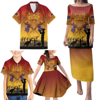 ANZAC Day Family Matching Puletasi and Hawaiian Shirt Australia And New Zealand Slouch Hats LT05 - Polynesian Pride