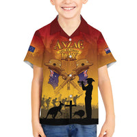 ANZAC Day Family Matching Summer Maxi Dress and Hawaiian Shirt Australia And New Zealand Slouch Hats LT05 Son's Shirt Yellow - Polynesian Pride
