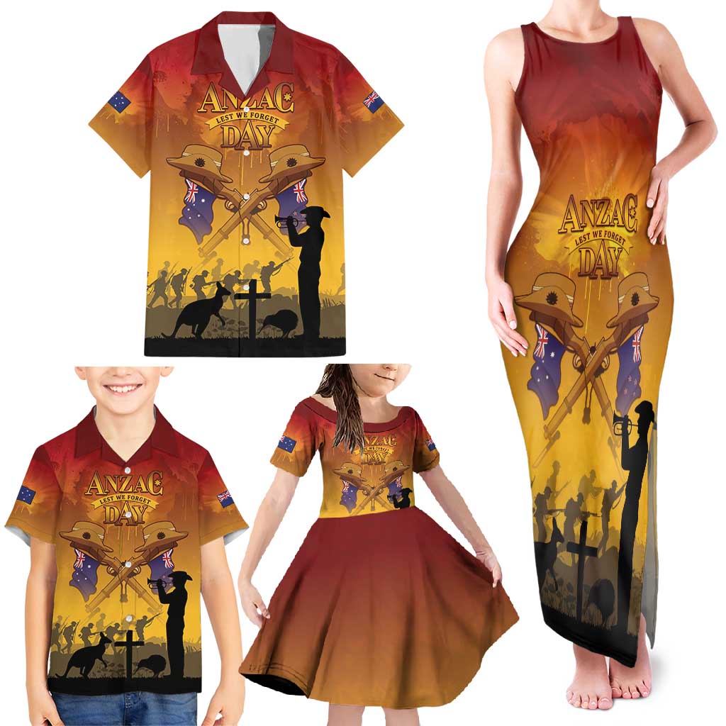 ANZAC Day Family Matching Tank Maxi Dress and Hawaiian Shirt Australia And New Zealand Slouch Hats LT05 - Polynesian Pride