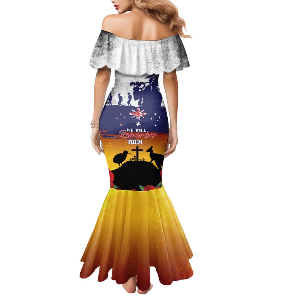 New Zealand And Australia ANZAC Last Post Family Matching Mermaid Dress and Hawaiian Shirt LT05 - Polynesian Pride