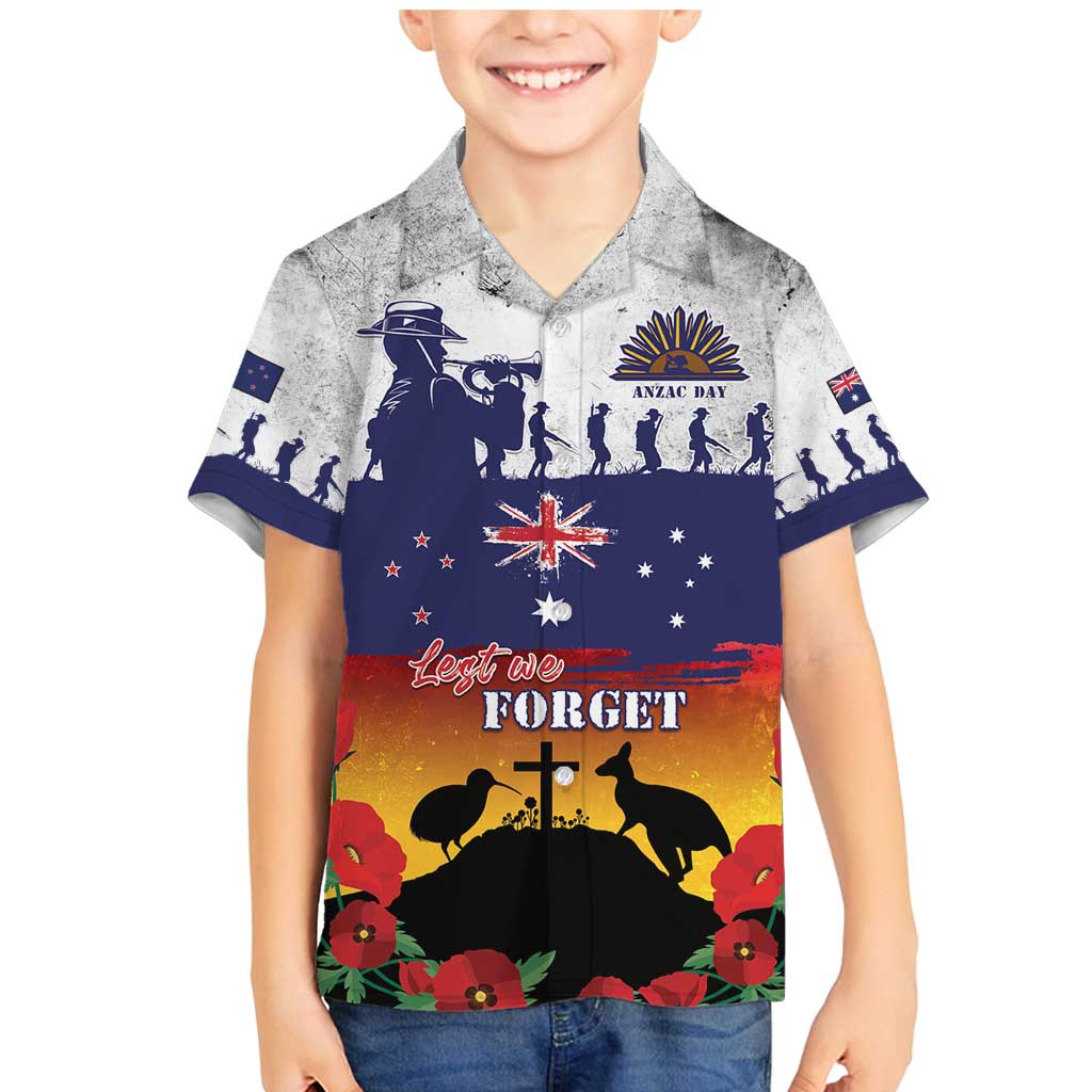 New Zealand And Australia ANZAC Last Post Family Matching Mermaid Dress and Hawaiian Shirt LT05 Son's Shirt Blue - Polynesian Pride