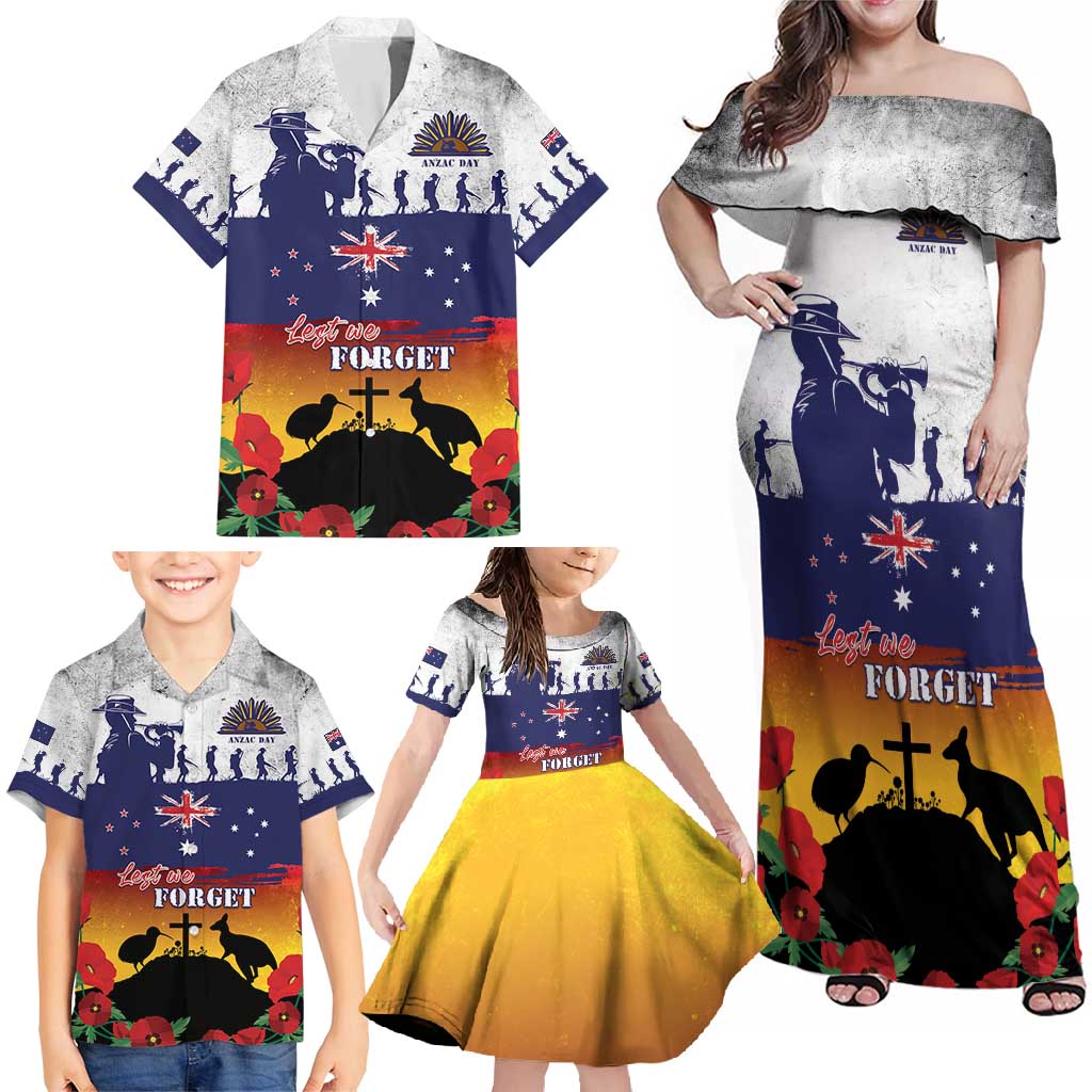 New Zealand And Australia ANZAC Last Post Family Matching Off Shoulder Maxi Dress and Hawaiian Shirt LT05 - Polynesian Pride