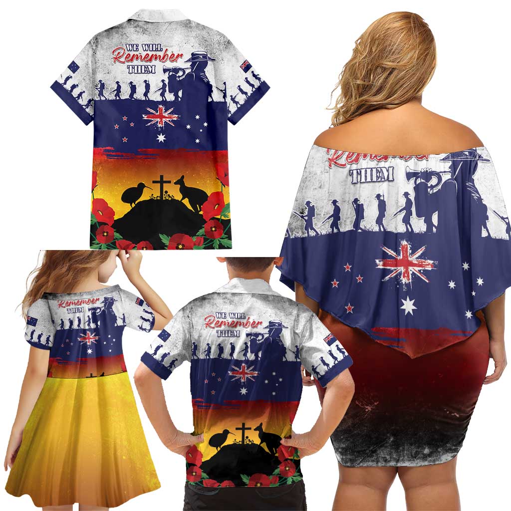 New Zealand And Australia ANZAC Last Post Family Matching Off Shoulder Short Dress and Hawaiian Shirt LT05 - Polynesian Pride
