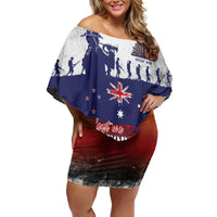 New Zealand And Australia ANZAC Last Post Family Matching Off Shoulder Short Dress and Hawaiian Shirt LT05 Mom's Dress Blue - Polynesian Pride