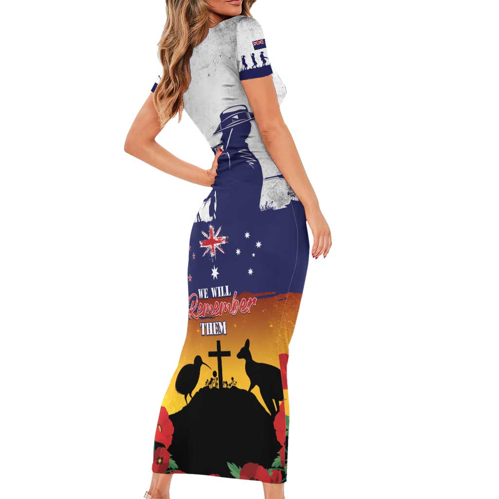 New Zealand And Australia ANZAC Last Post Family Matching Short Sleeve Bodycon Dress and Hawaiian Shirt LT05 - Polynesian Pride