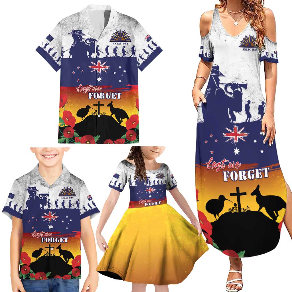 New Zealand And Australia ANZAC Last Post Family Matching Summer Maxi Dress and Hawaiian Shirt LT05 - Polynesian Pride