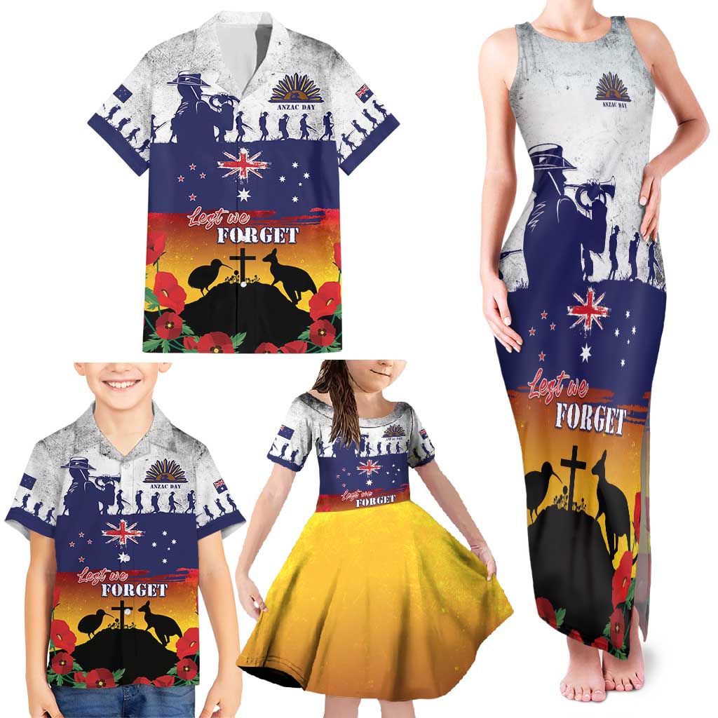 New Zealand And Australia ANZAC Last Post Family Matching Tank Maxi Dress and Hawaiian Shirt LT05 - Polynesian Pride