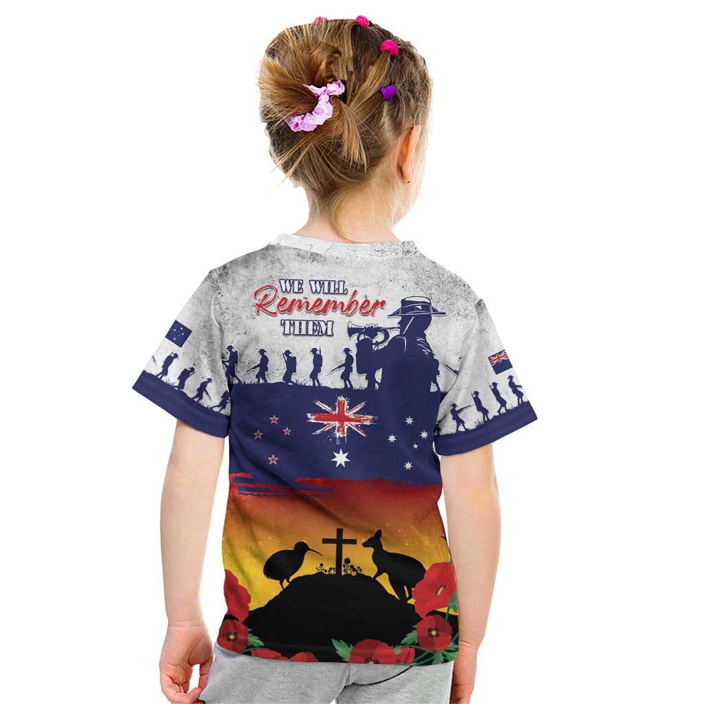 New Zealand And Australia ANZAC Last Post Kid T Shirt LT05 - Polynesian Pride