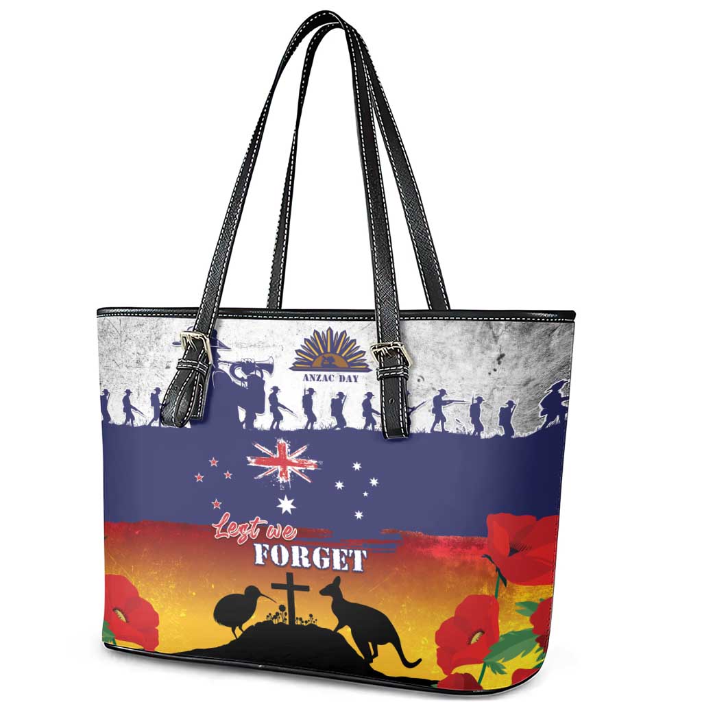 New Zealand And Australia ANZAC Last Post Leather Tote Bag
