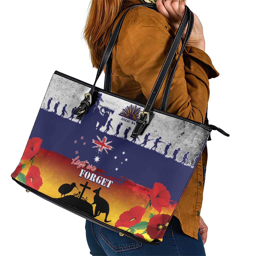 New Zealand And Australia ANZAC Last Post Leather Tote Bag