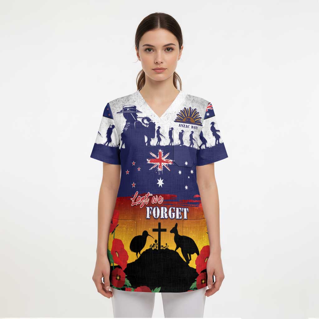 New Zealand And Australia ANZAC Last Post Scrub Top - Polynesian Pride