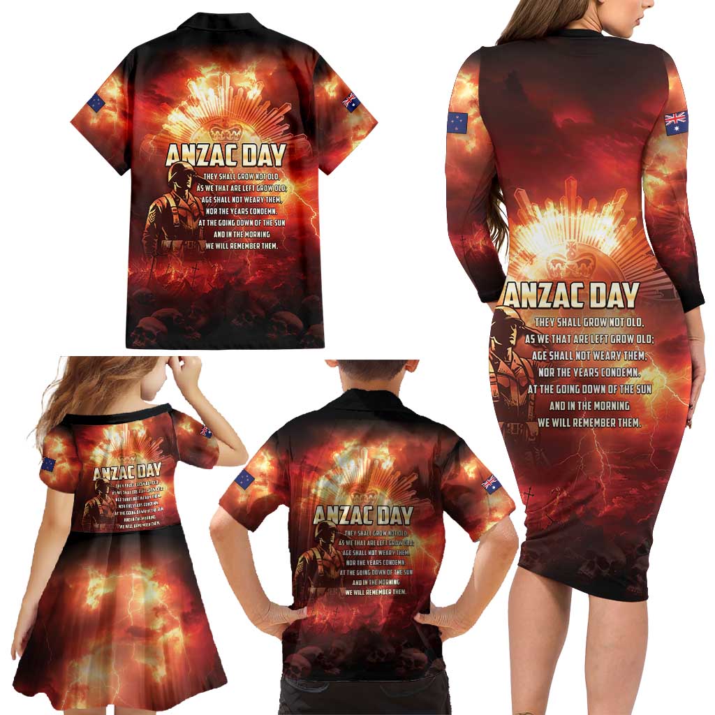 Honouring The ANZAC Spirit Family Matching Long Sleeve Bodycon Dress and Hawaiian Shirt Gallipoli Lest We Forget LT05 - Polynesian Pride