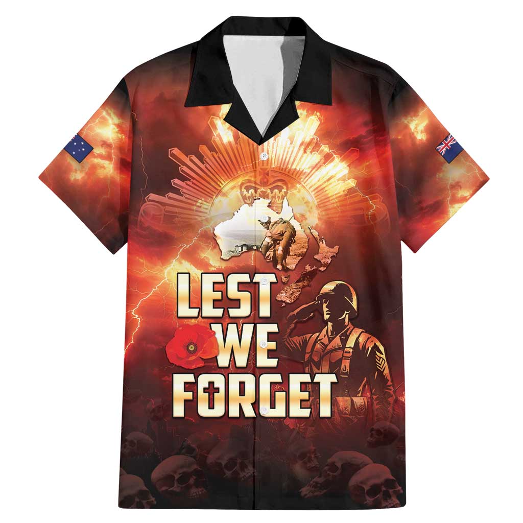 Honouring The ANZAC Spirit Family Matching Mermaid Dress and Hawaiian Shirt Gallipoli Lest We Forget LT05 Dad's Shirt - Short Sleeve Red - Polynesian Pride