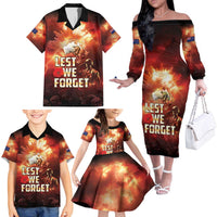 Honouring The ANZAC Spirit Family Matching Off The Shoulder Long Sleeve Dress and Hawaiian Shirt Gallipoli Lest We Forget LT05 - Polynesian Pride